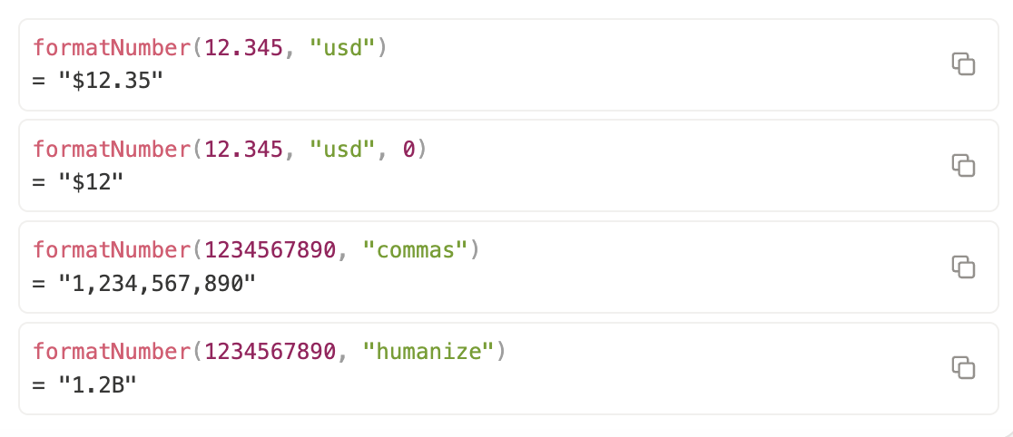 Notion 公式编辑器中的 formatNumber 函数官方示例